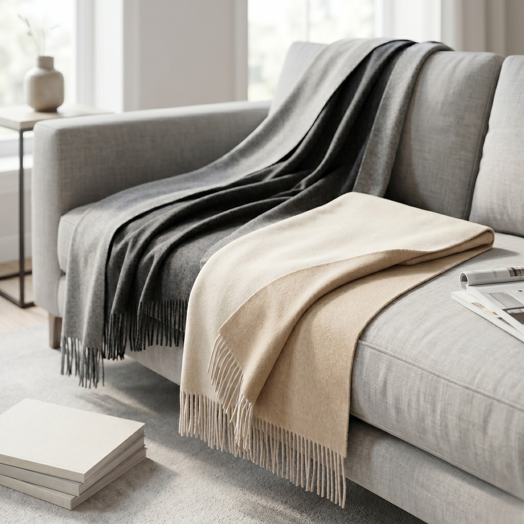 Wohndecke 'Wool' mit Fransen