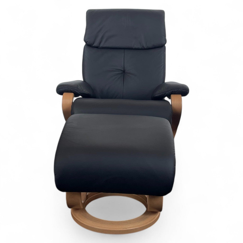 Sessel Himolla 7037 ZeroStress – Leder Black, mit passendem Fußhocker
