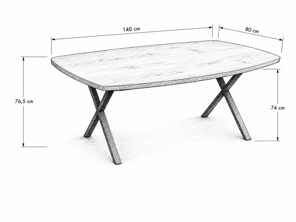 Lavida Freiform Tisch – Wildeiche, Kreuzfuß (140×80 cm)