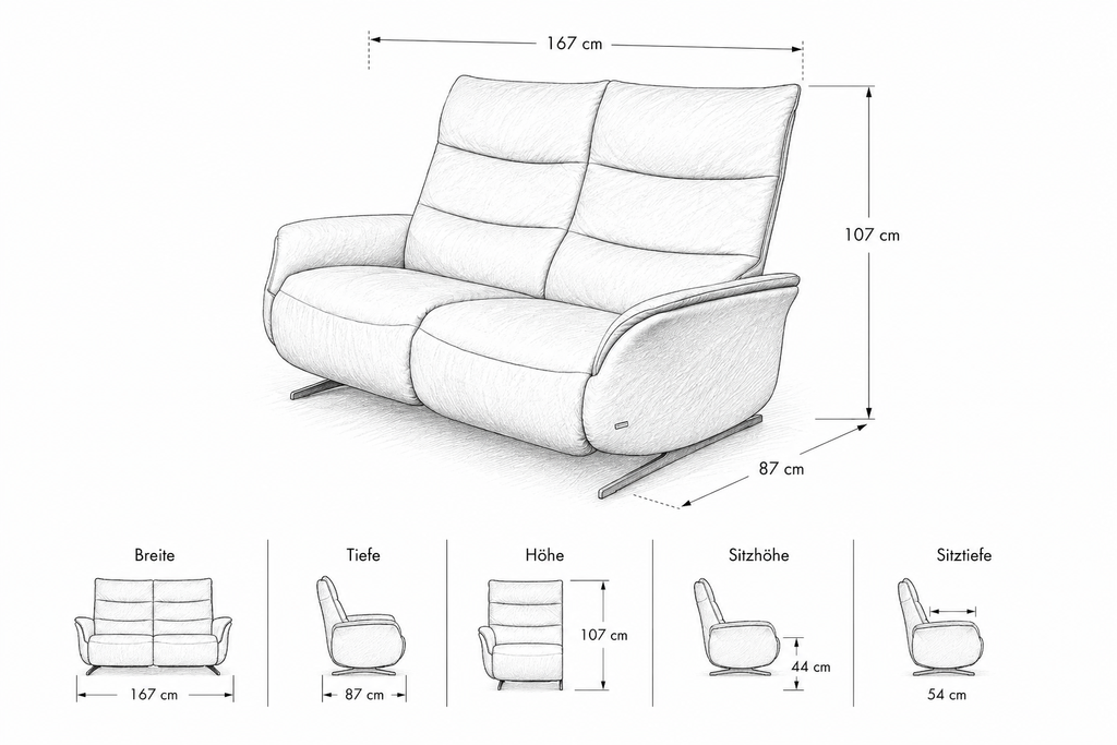 Himolla 4081 Cumuly – 2-Sitzer in Longlife Rustika Sky