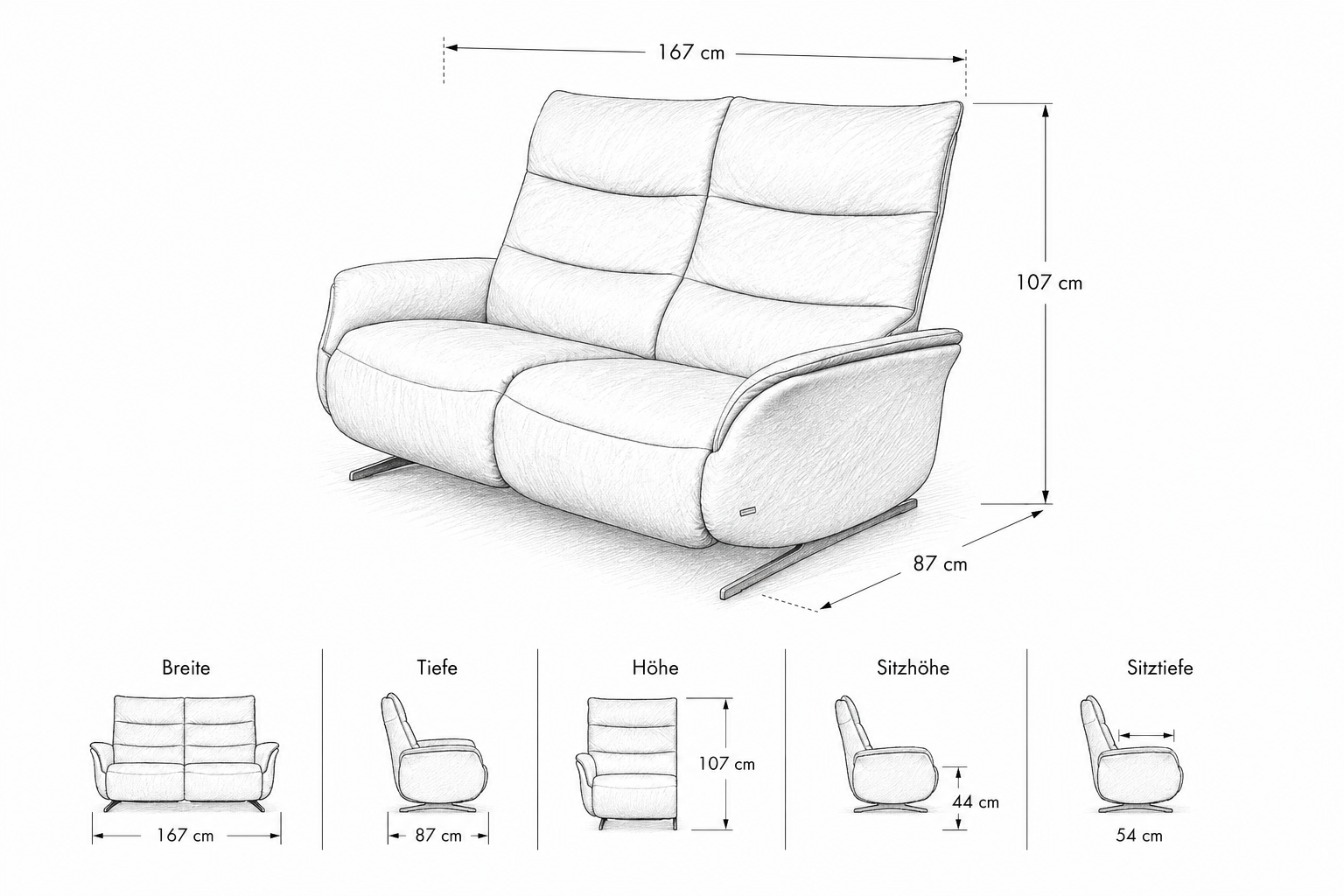 Himolla 4081 Cumuly – 2-Sitzer in Longlife Rustika Sky