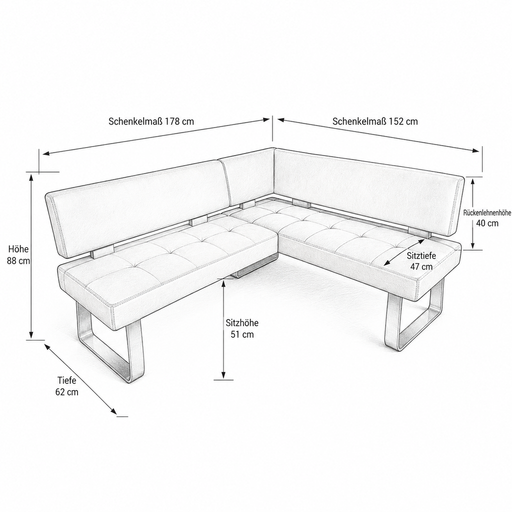 Eckbank K+W Game I 4191 , Microfaser Hellgrau