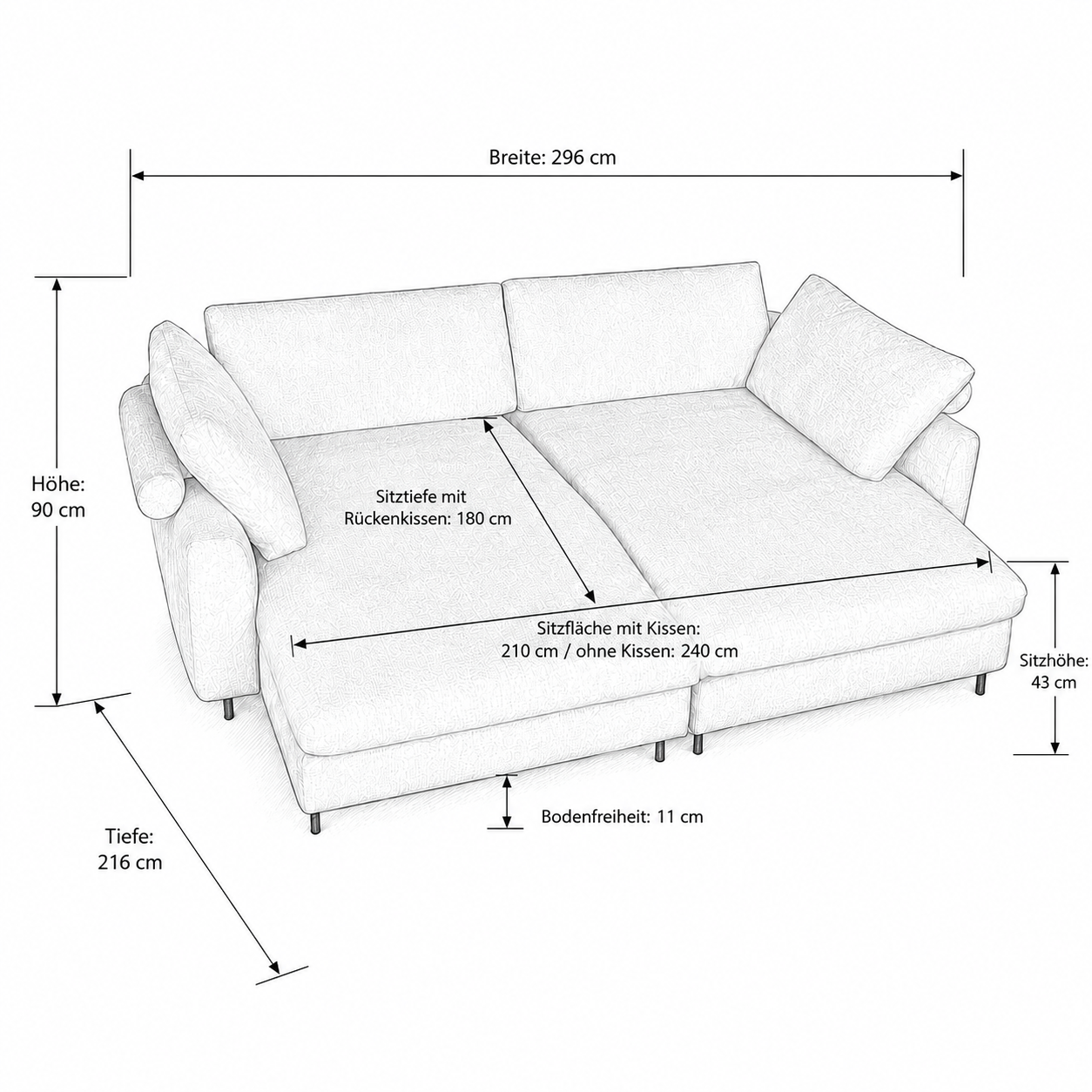 Sofa W.Schillig 18172 "lorenza" – Stoff Sheep (Beige)