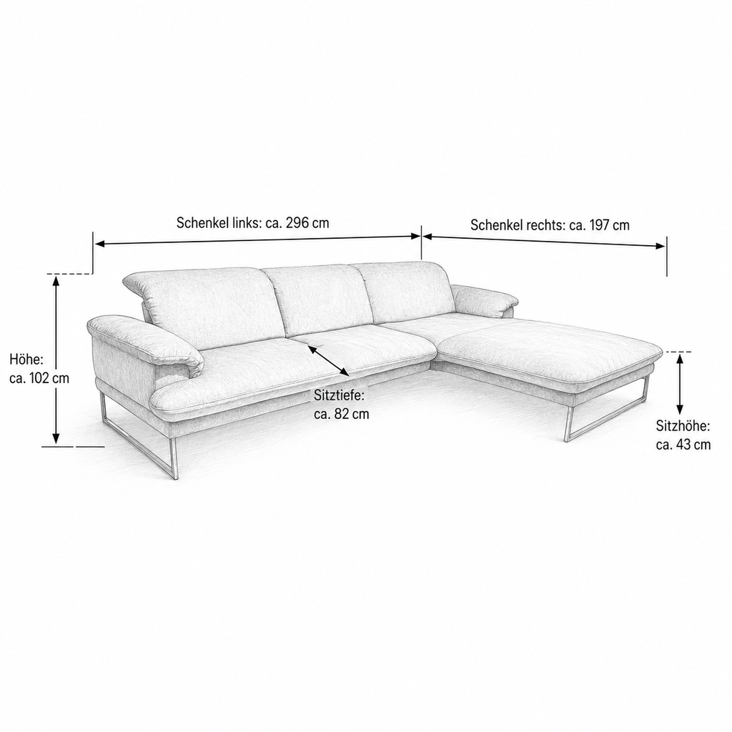 JOOP! 8153 Studio – Ecksofa in Velour Stone