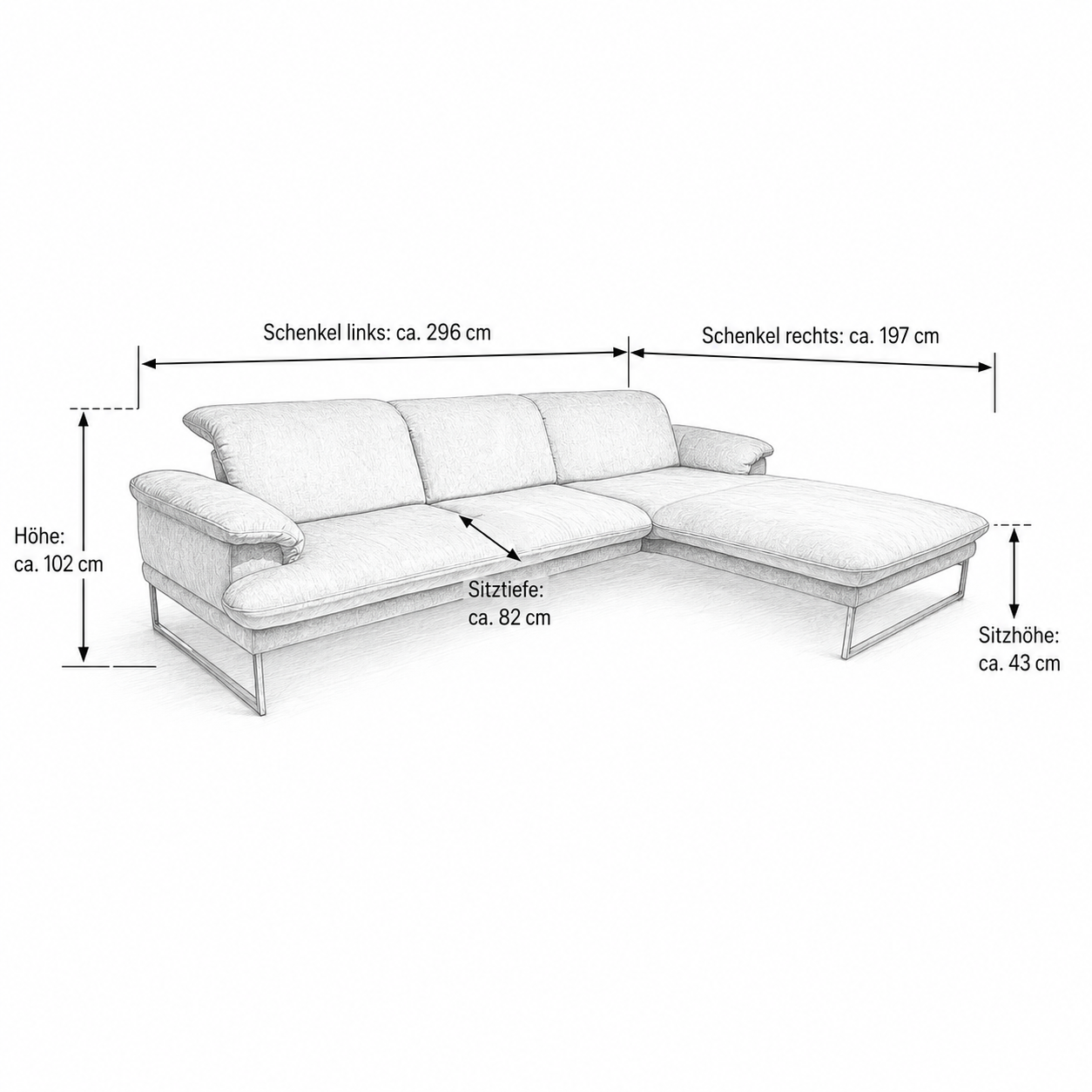 JOOP! 8153 Studio – Ecksofa in Velour Stone