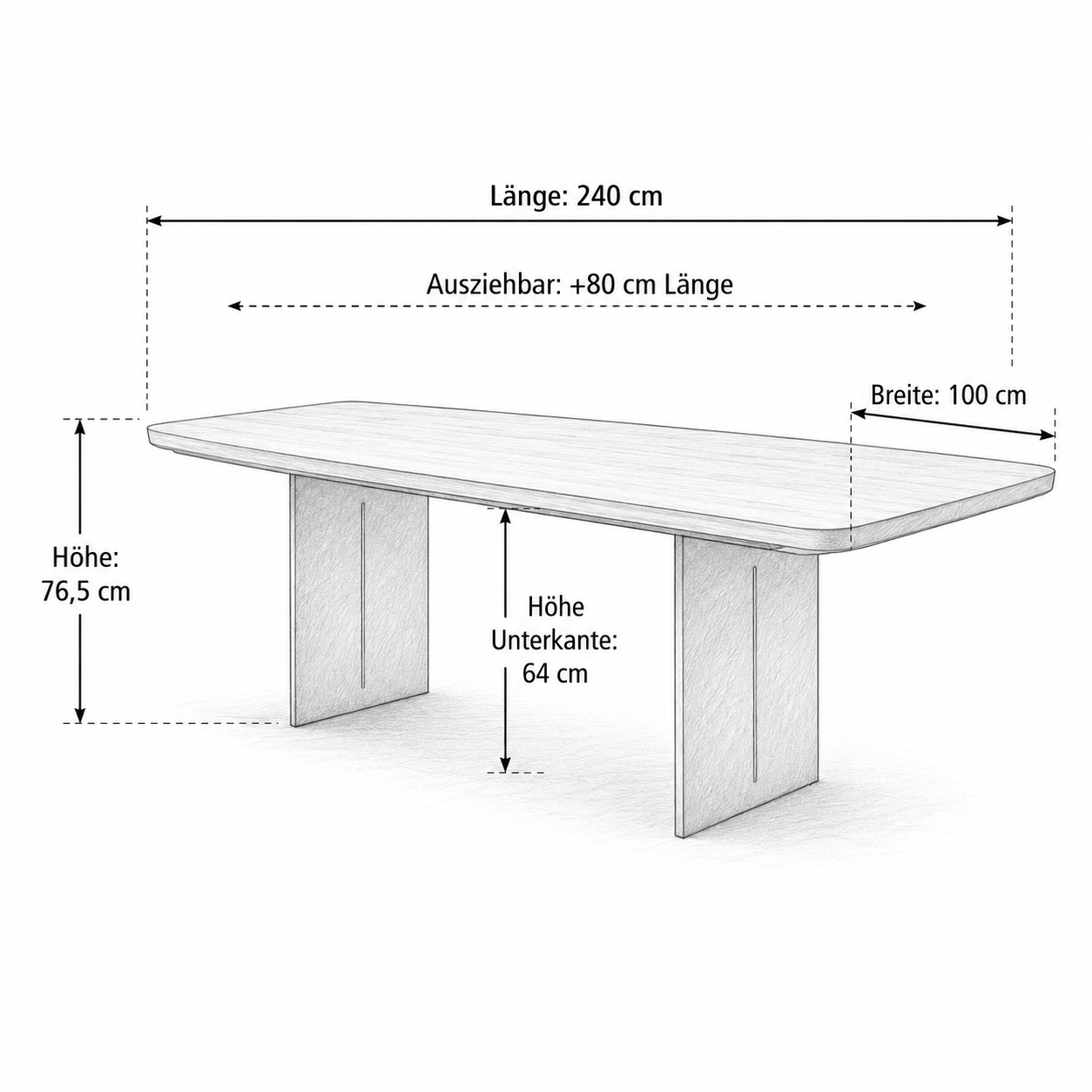 Lavida Freiform Synchro Auszugstisch – Nussbaum (240×100 + 80 cm)