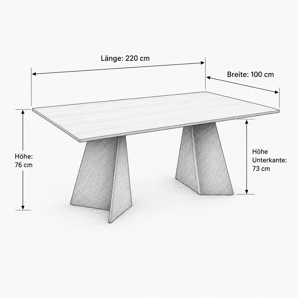 Lavida Prag Tisch – Wildeiche Bianco (220×100 cm)