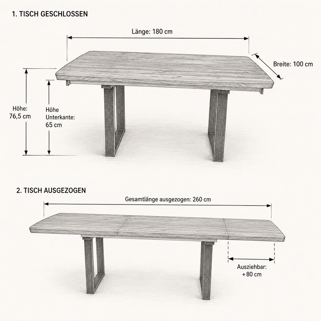Lavida Helmond Auszugstisch – Nussbaum Freiform (180×100 + 80 cm)