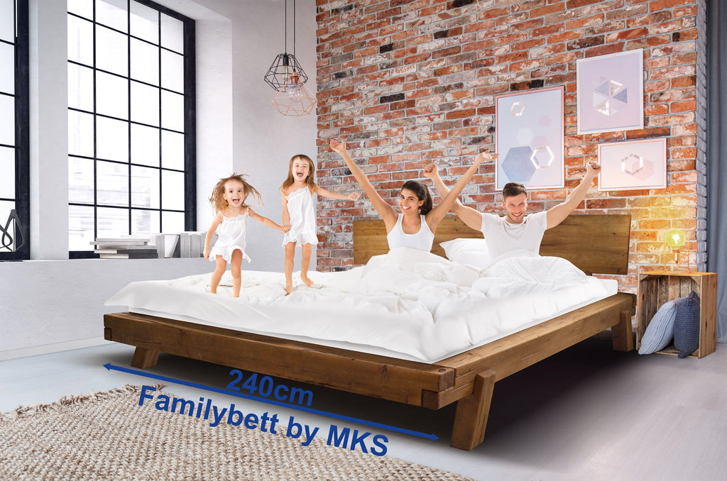 Bett Family Eichenoptik Massivholz - 240cm Breite