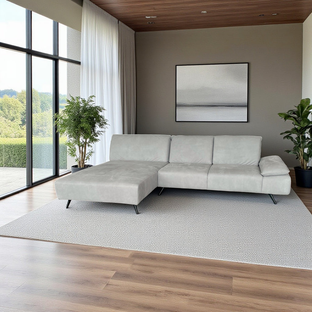 Ecksofa W.Schillig 16554 "fox" – Anilinleder Grau