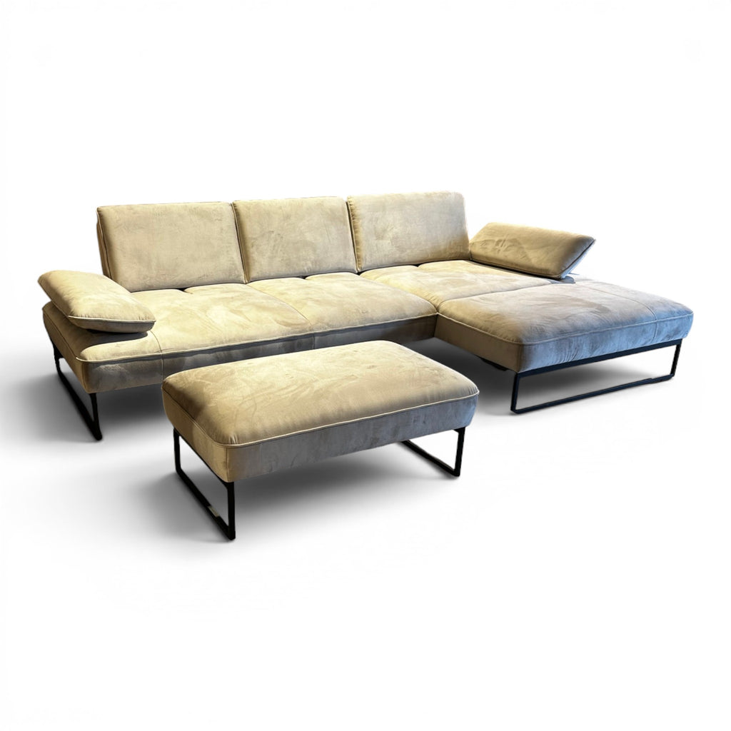 JOOP! 8165 Select Ecksofa inkl. Hocker – Velourstoff Grey