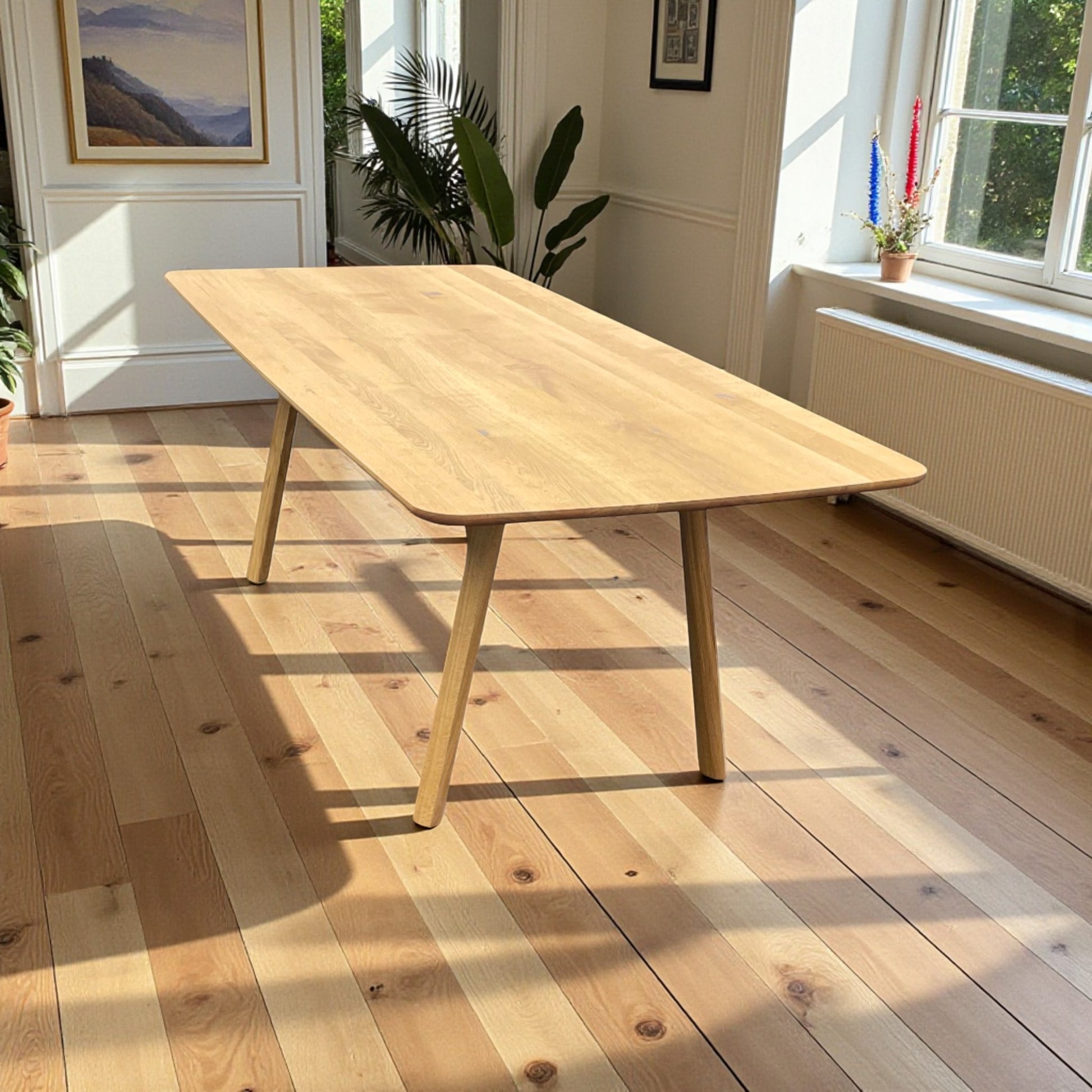 Lavida Anton Tisch – Wildeiche, Holzbeine (220×100 cm)