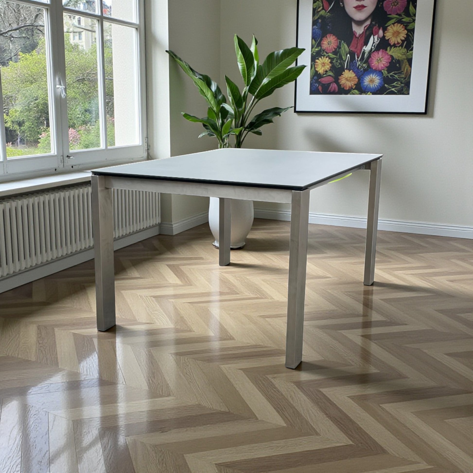 Lavida Helios Auszugstisch – Keramik Zement (140×100 + 60 cm)