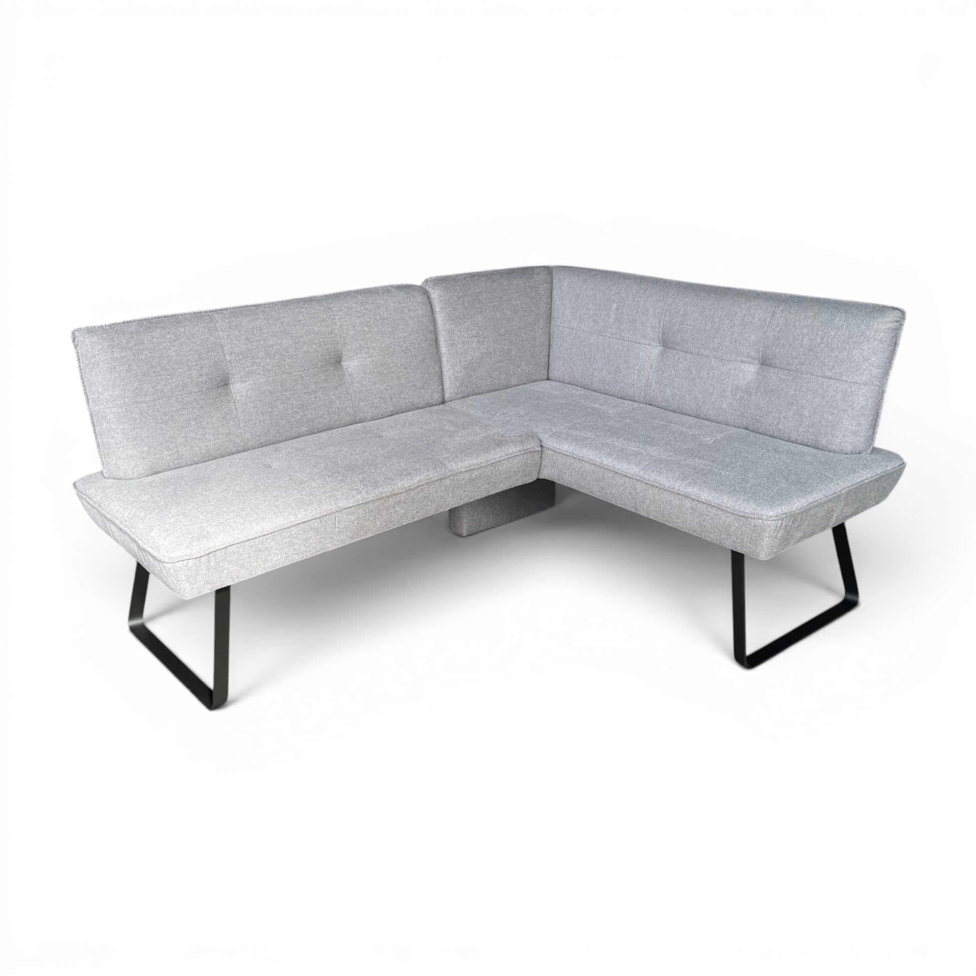 Eckbank K+W 4703 - Stoff Hellgrau - Kufenfuß