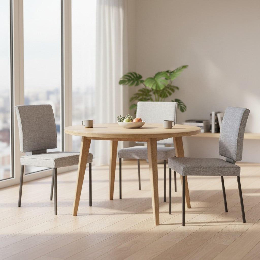 4-Fuß Stuhl 3er Set K+W - Stoff Creme