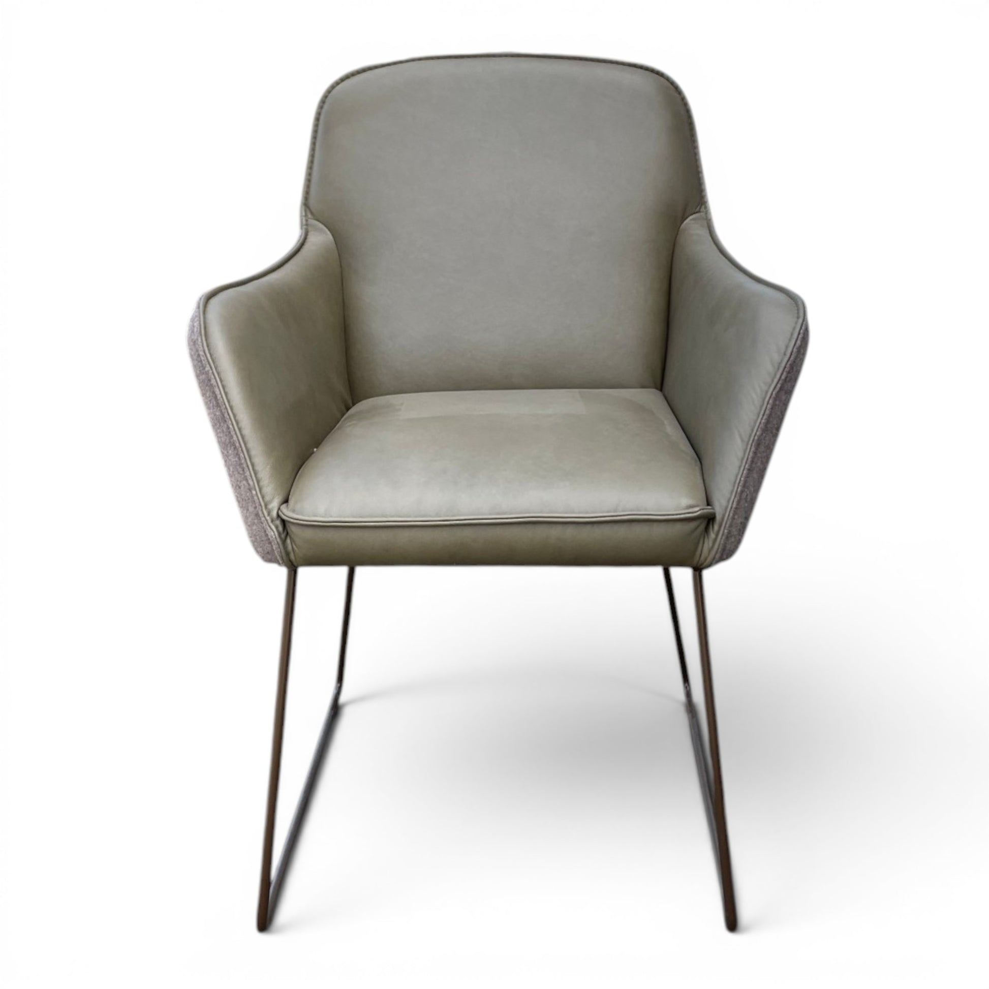 Sessel K+W - Leder & Filz Olive/Braun