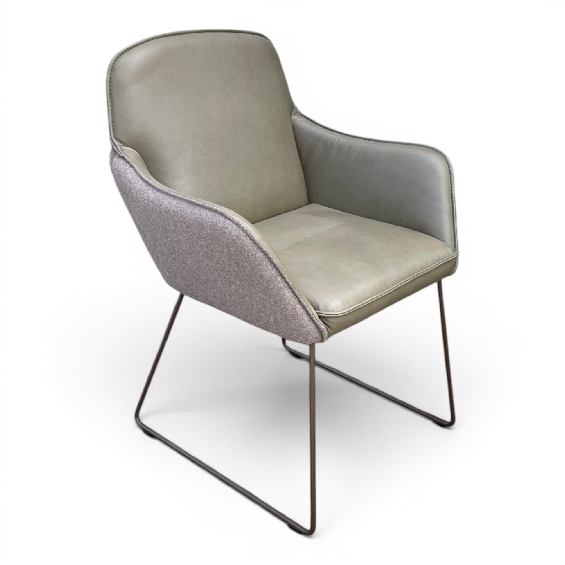 Sessel K+W - Leder & Filz Olive/Braun