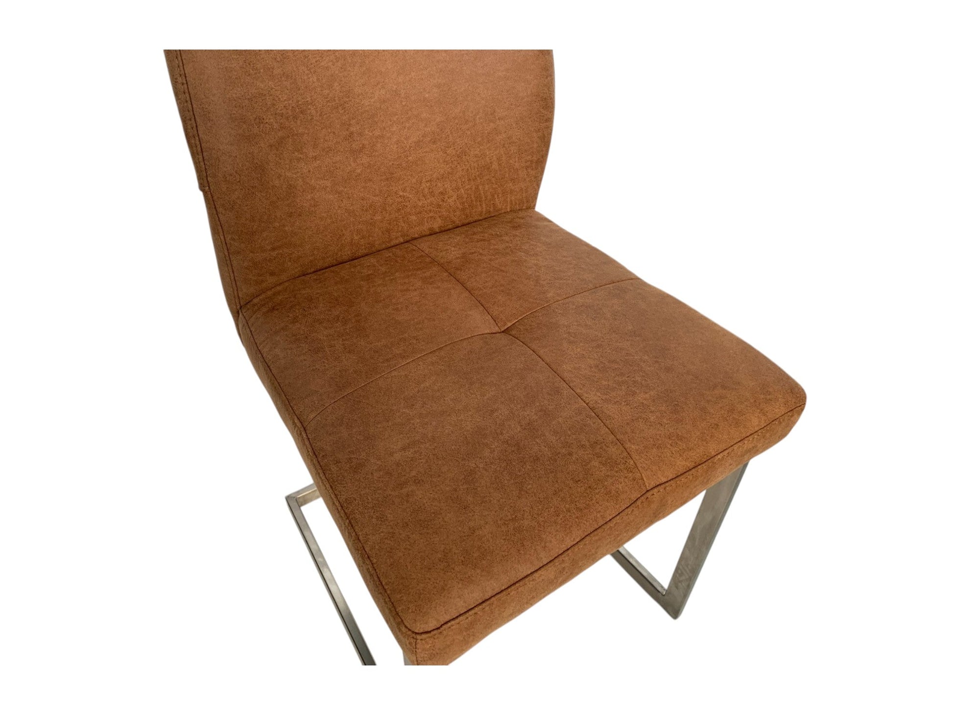 Stühle K+W 6135 3er Set Schwingstühle – Edelstahl gebürstet, Lederoptik braun meliert, modernes Design