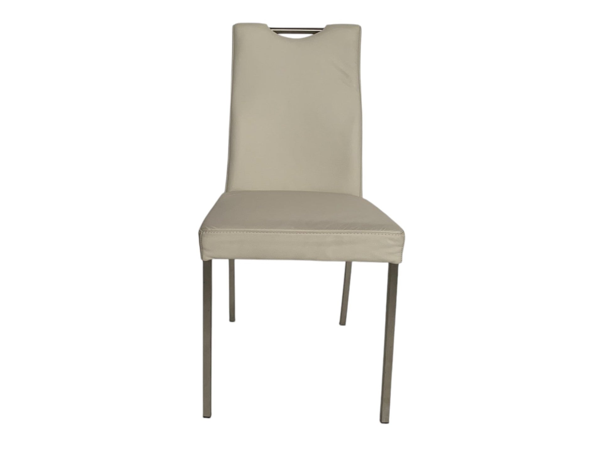 Stuhl K+W 6127 Vierfußstuhl - Moderner Esszimmerstuhl aus gebürstetem Metall, Echtleder Bianco, Komfort & Stil