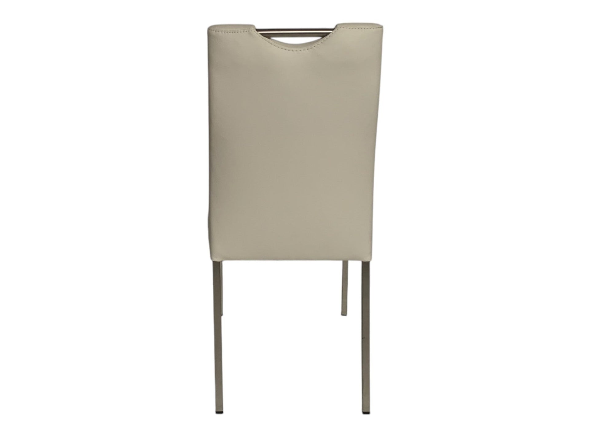 Stuhl K+W 6127 Vierfußstuhl - Moderner Esszimmerstuhl aus gebürstetem Metall, Echtleder Bianco, Komfort & Stil