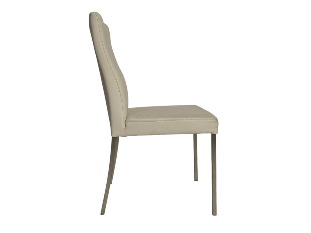 Stuhl K+W 6127 Vierfußstuhl - Moderner Esszimmerstuhl aus gebürstetem Metall, Echtleder Bianco, Komfort & Stil