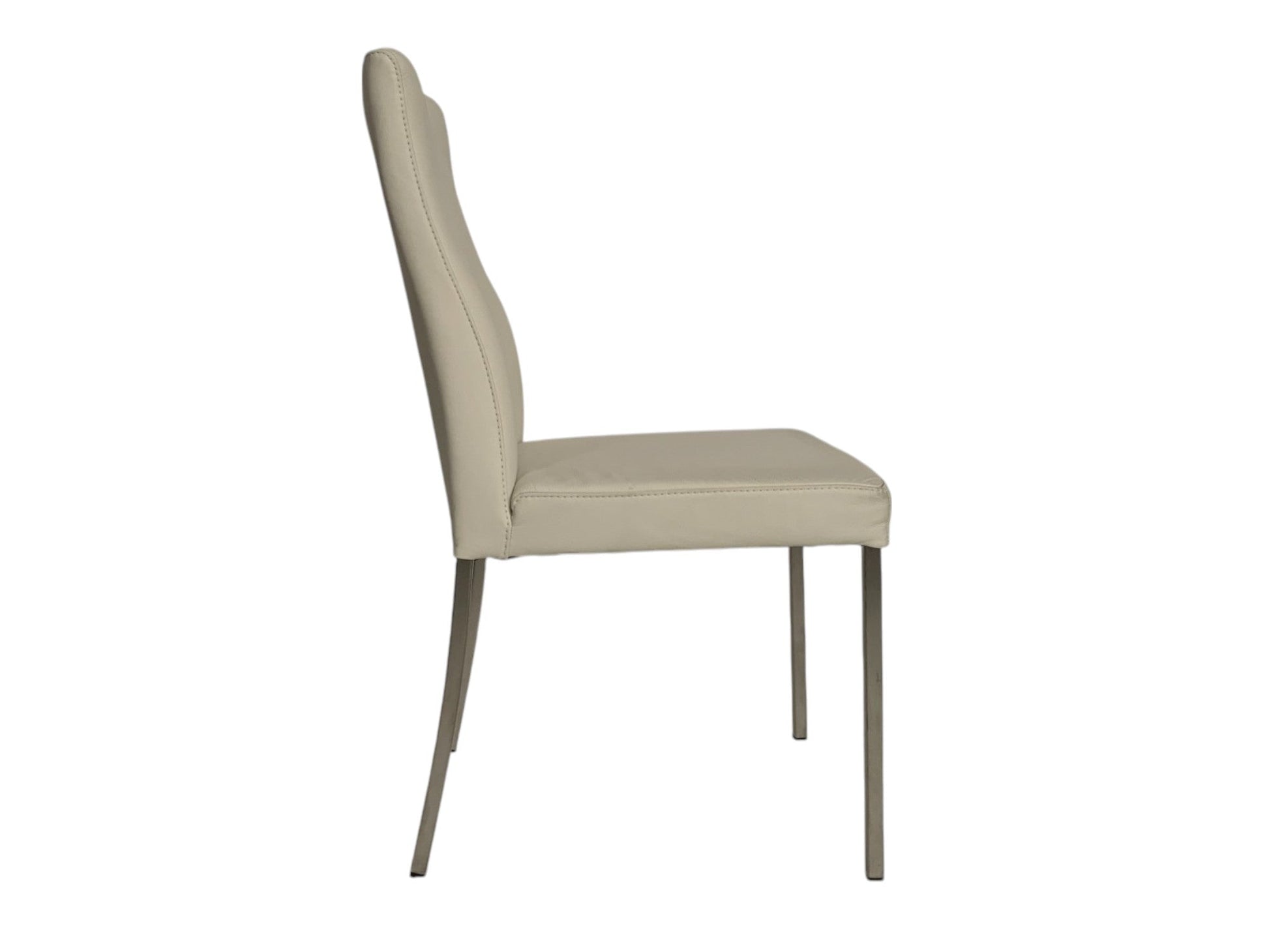 Stuhl K+W 6127 Vierfußstuhl - Moderner Esszimmerstuhl aus gebürstetem Metall, Echtleder Bianco, Komfort & Stil