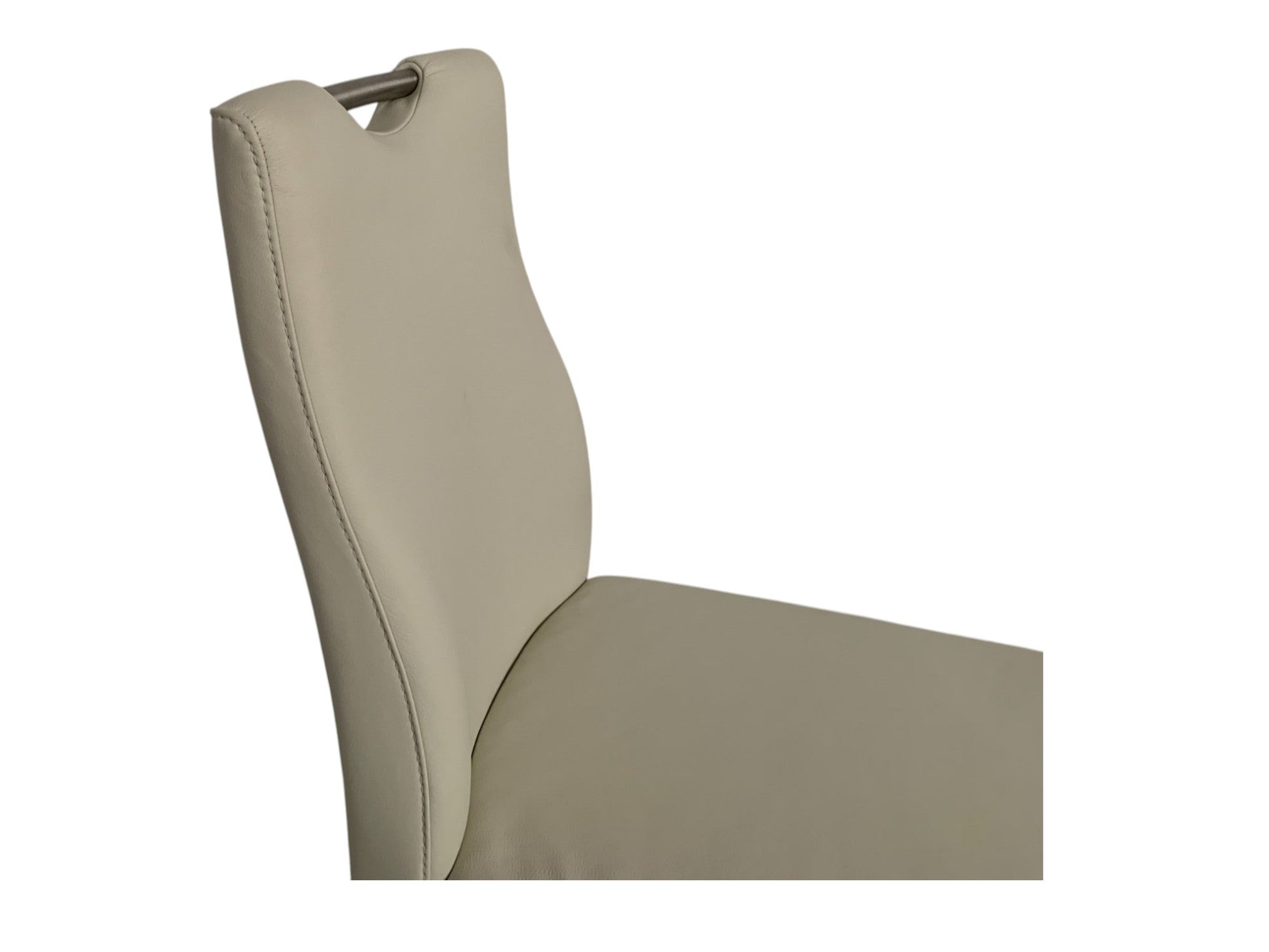 Stuhl K+W 6127 Vierfußstuhl - Moderner Esszimmerstuhl aus gebürstetem Metall, Echtleder Bianco, Komfort & Stil
