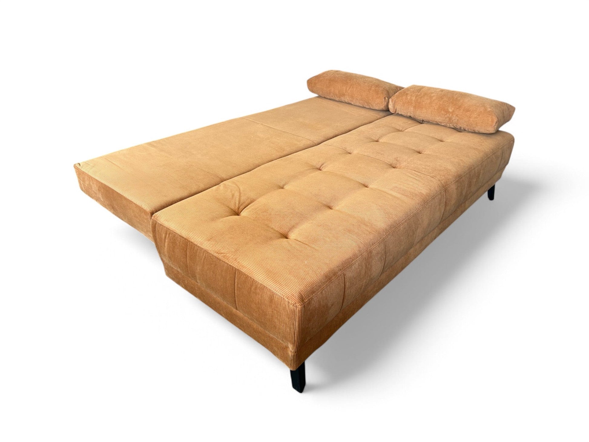 Schlafsofa LIAM – Cordstoff Kupfer – 195 cm breit – modernes Sofa mit Schlaffunktion & Bettkasten