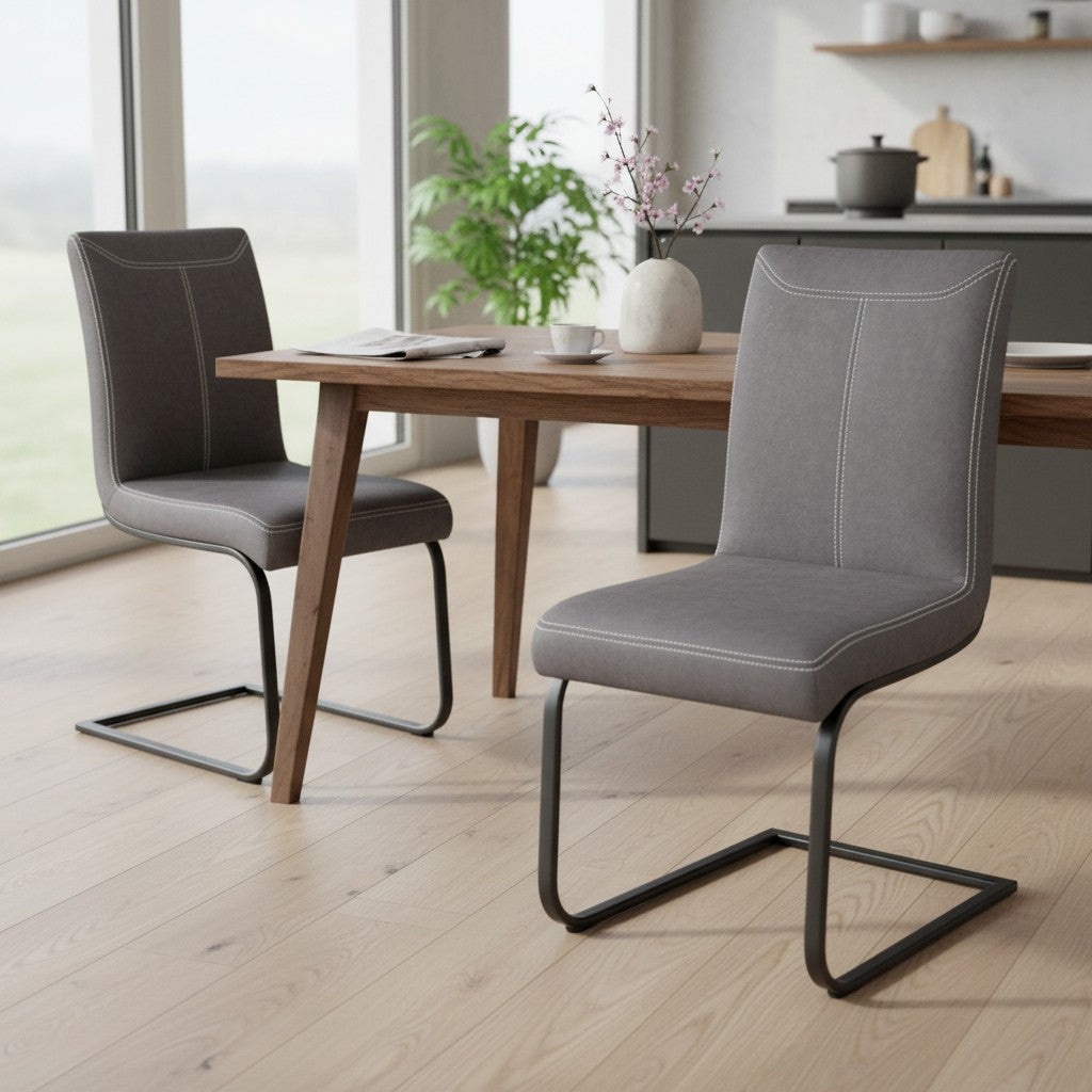 Freischwinger 2er Set K+W 6117 - Microfaser Darkbrown