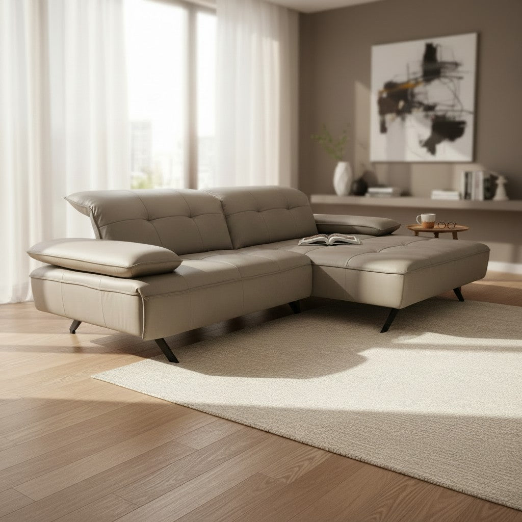 JOOP! 8111 Square Ecksofa – Leder Soft Nappa Shadow