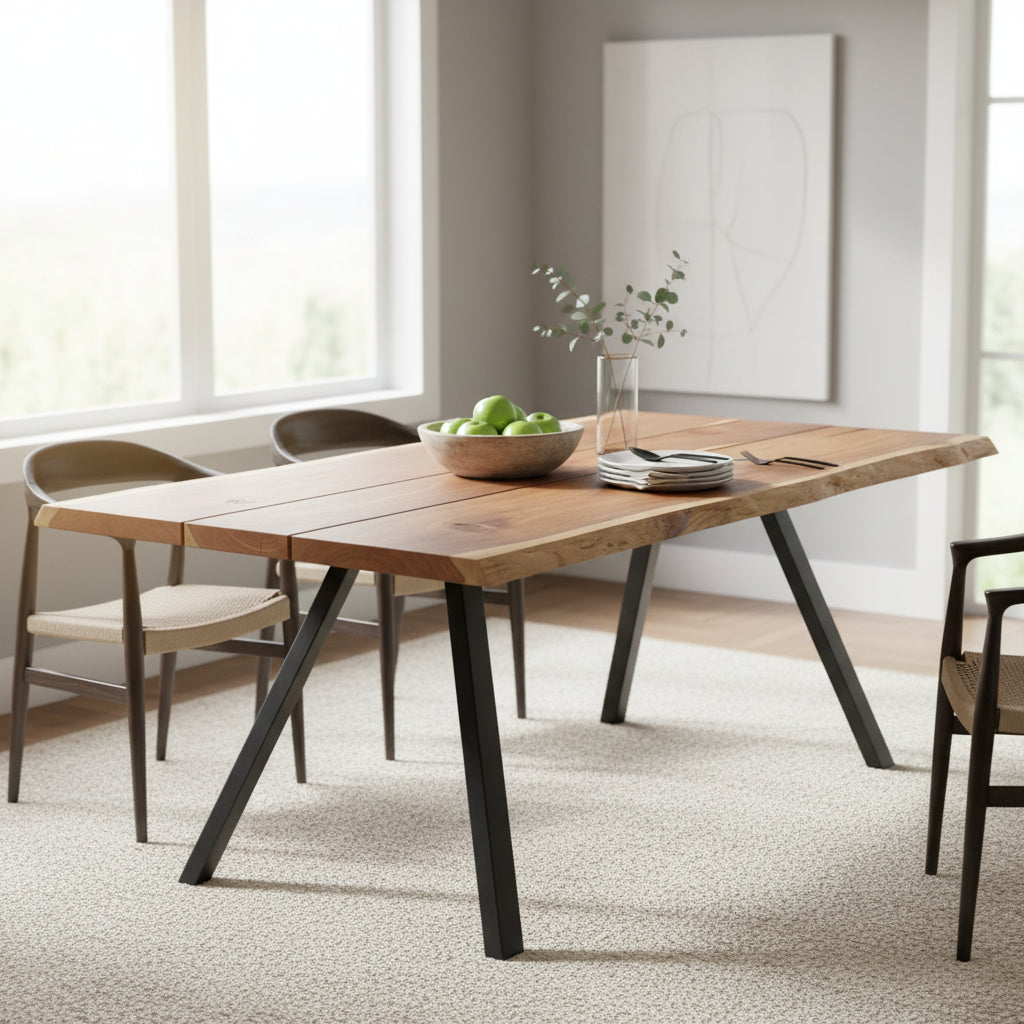 Lavida Niklas Tisch – Wildeiche geräuchert, Baumkante (240×100 cm)