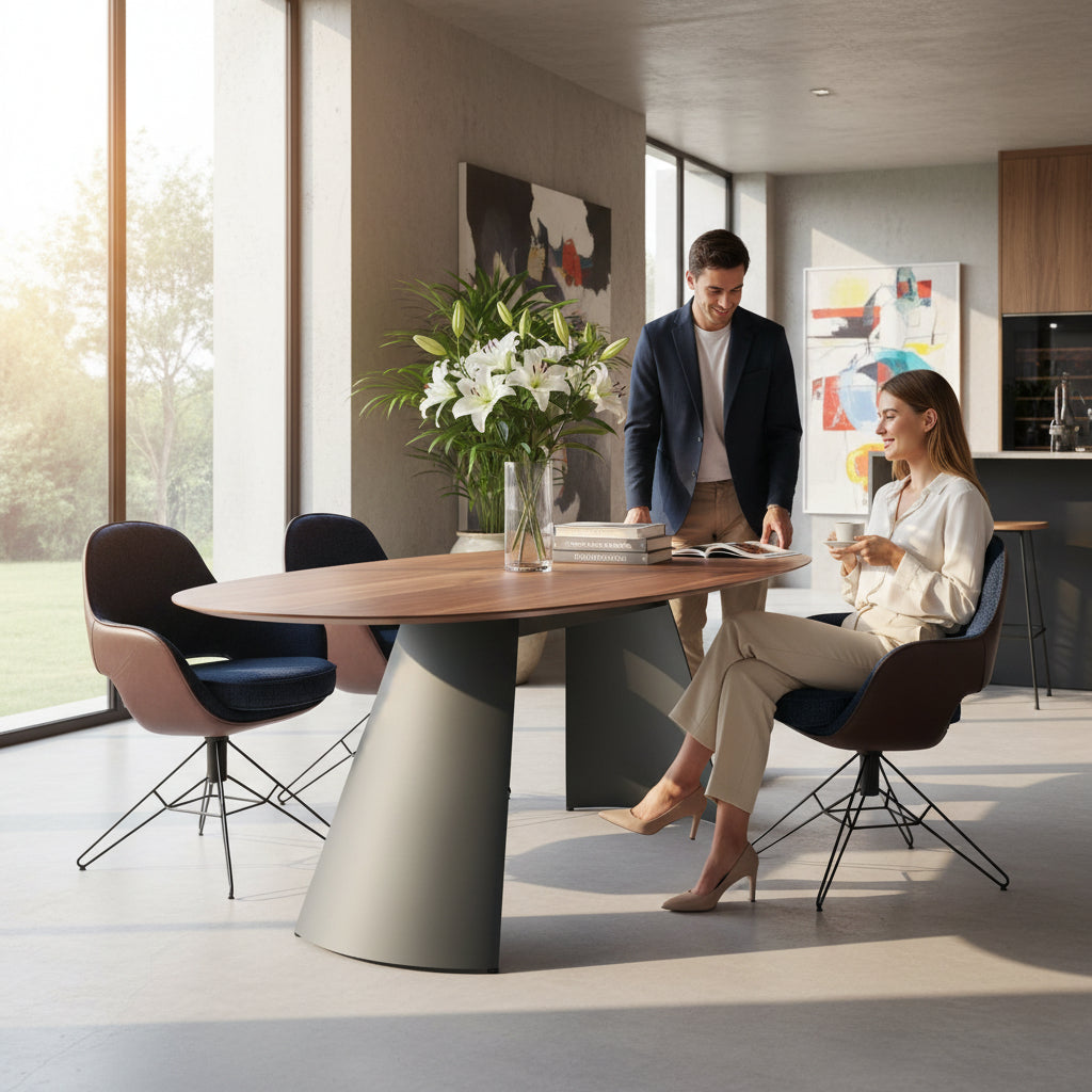 Lavida Gerrit Tisch – Nussbaum Ellipse (240×100 cm)