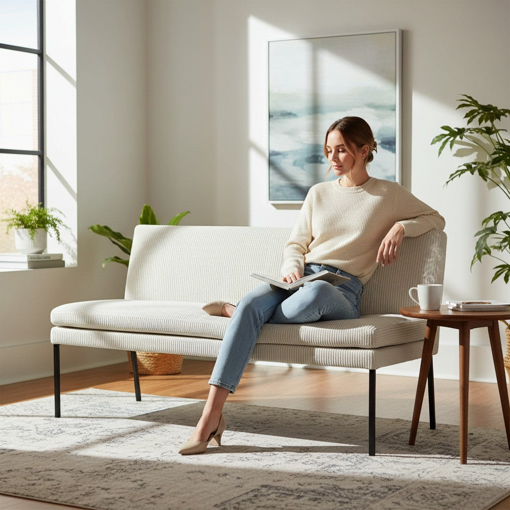 Sitzbank Lavida Monza 185 cm – Polsterbank mit Stoff Rebell Cream