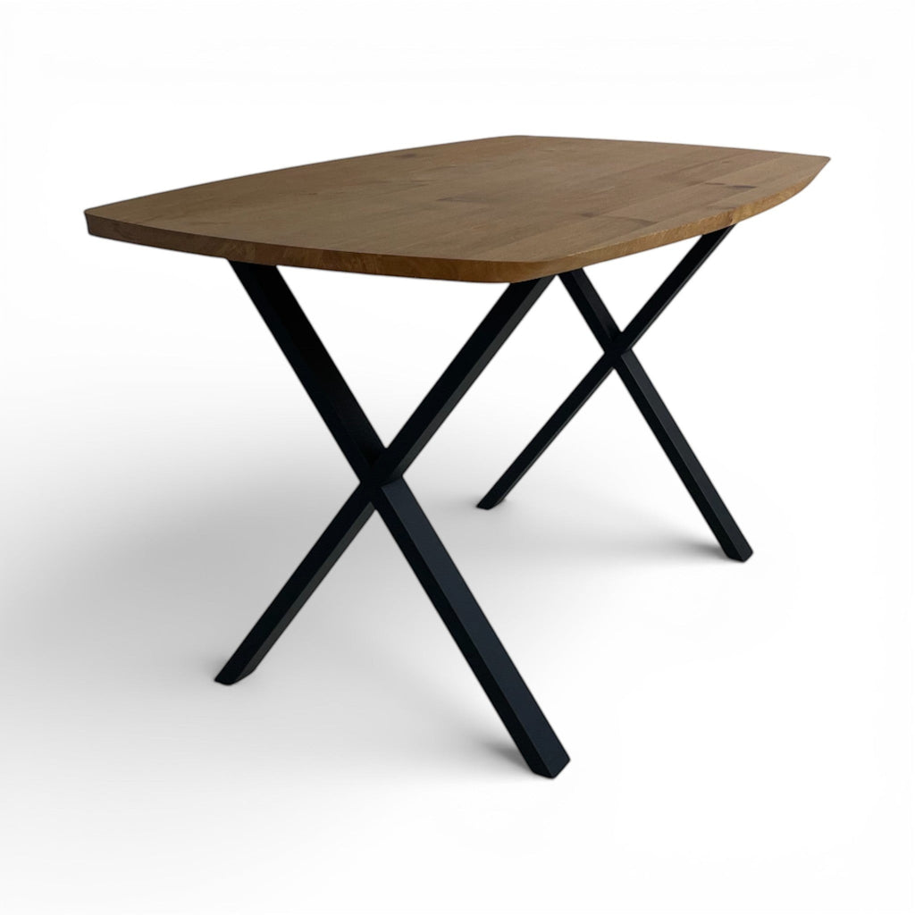 Profischnapp.de Lavida dining table with solid wild oak top and black metal cross legs, 140x80 cm.