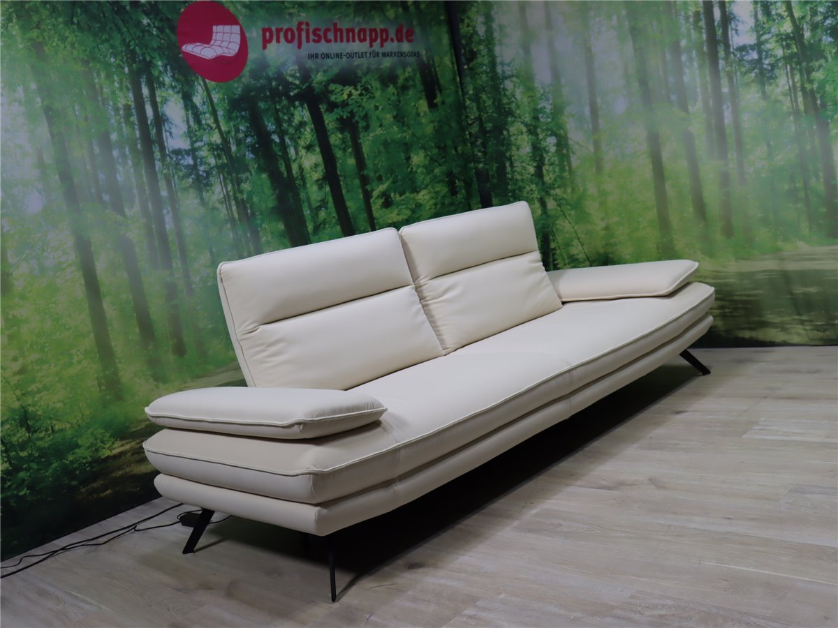 Hukla PURE 22075 Megasofa 260 cm Rückenneigung  2 x el Fussstütze Mikrofaser Enoa natur  *Muster