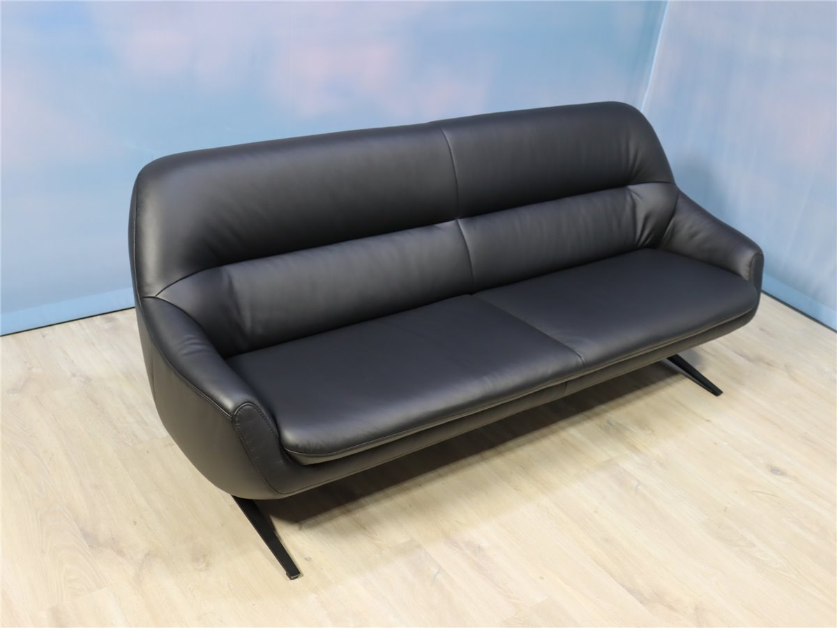 Joop 8141 Sofa 215 cm Kufen schwarz  Leder Longlife 24 Rustika nacht    Kundenstorno
