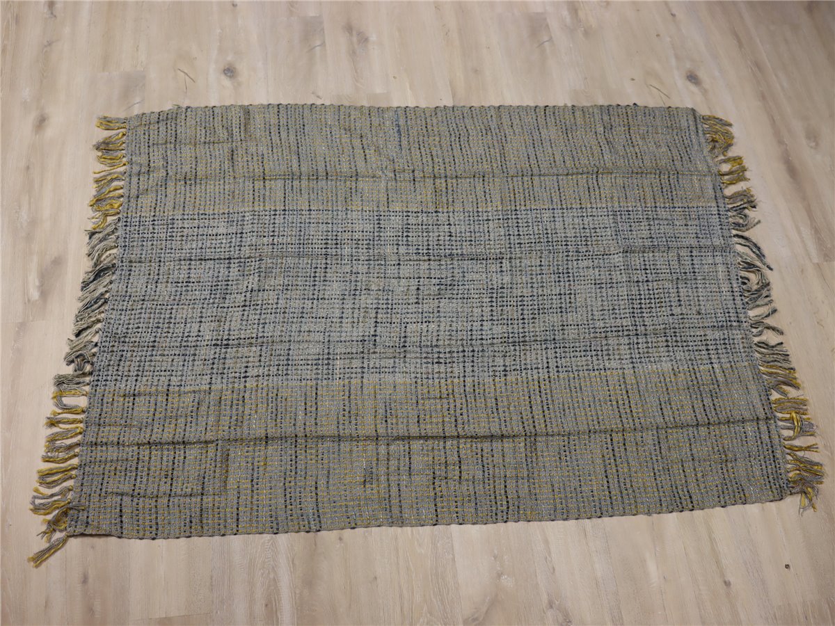 Dutch Decor VIVAN Y   Decke 130 180  Franzen   grober Webstoff grau gelbgold  *Schnäppchen
