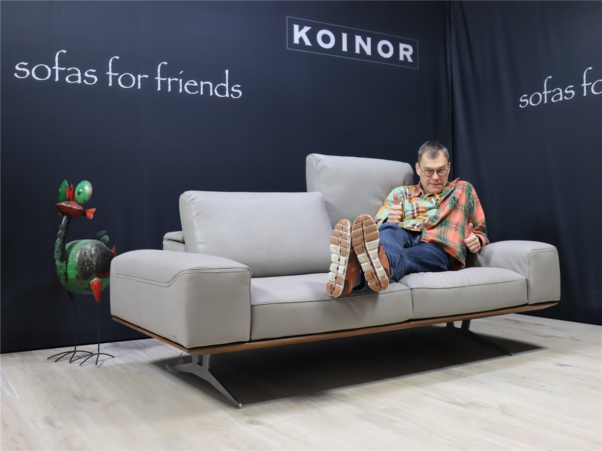 KOINOR  HARLIE  Sofa 200 cm  Kopfteilverst Sitztiefe Sockel Nuss Büffelleder A India asphalt  *Hausausstellung