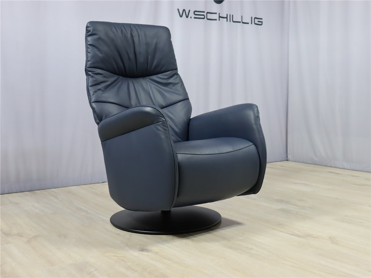 W Schillig  32630  Relaxsessel manuell Medium Leder Longlife Z59 29 blau  *Hausausstellung