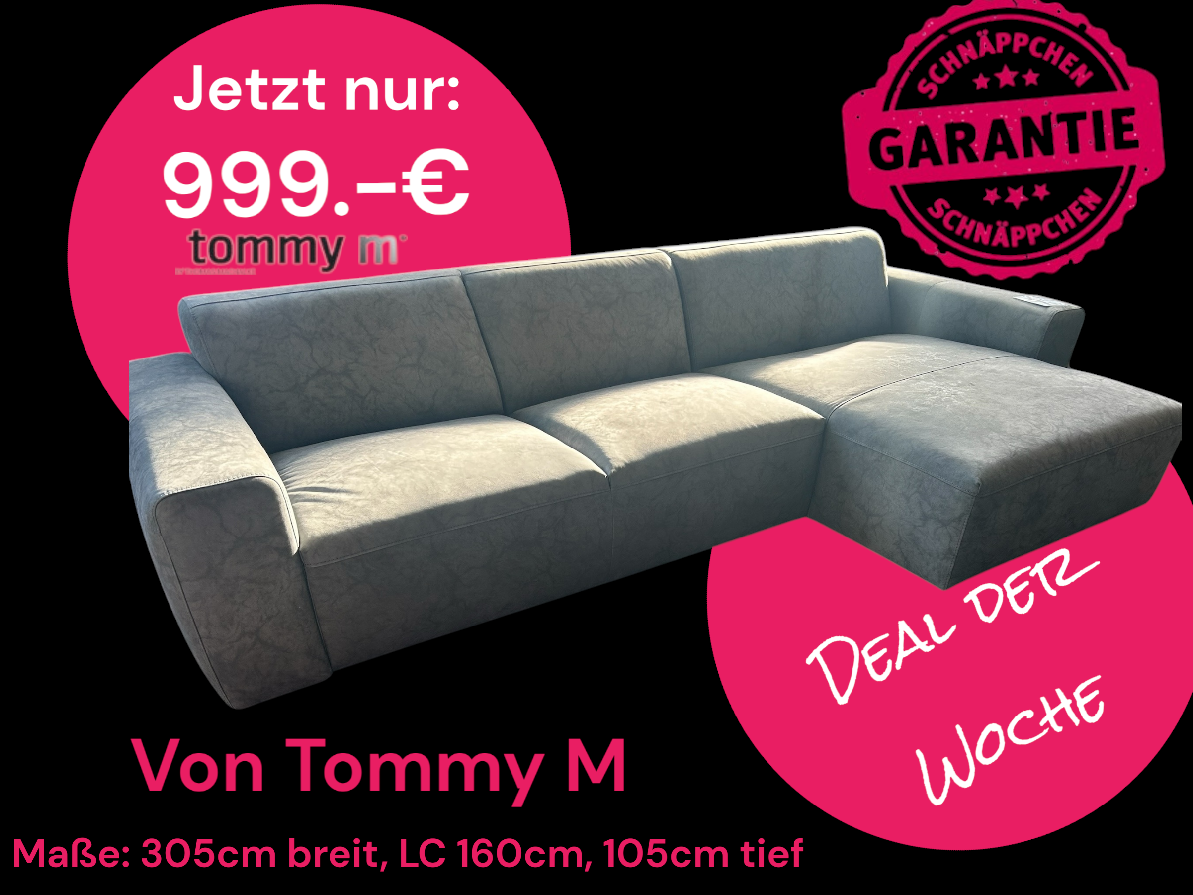 Designer-Sofa Tommy M Modell Valeo in Grau