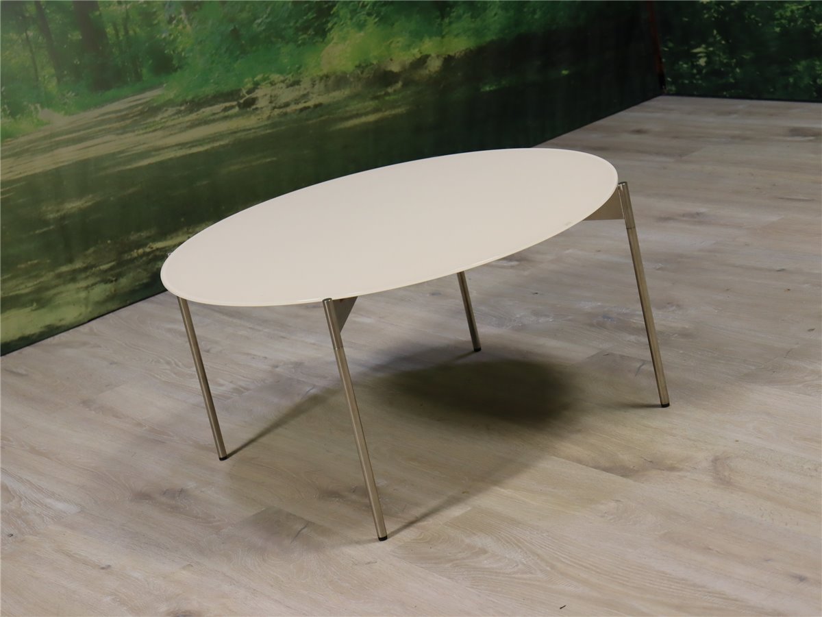 Venjakob  4947 RIO  Diam 82 Couchtisch Edelstahl  Glas Rio optiwhite magnolie  ESG   * Hausmesse