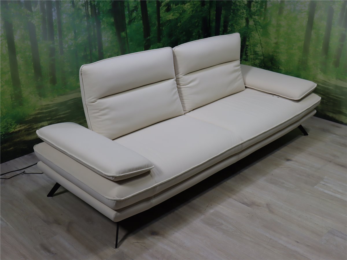 Hukla PURE 22075 Megasofa 260 cm Rückenneigung  2 x el Fussstütze Mikrofaser Enoa natur  *Muster