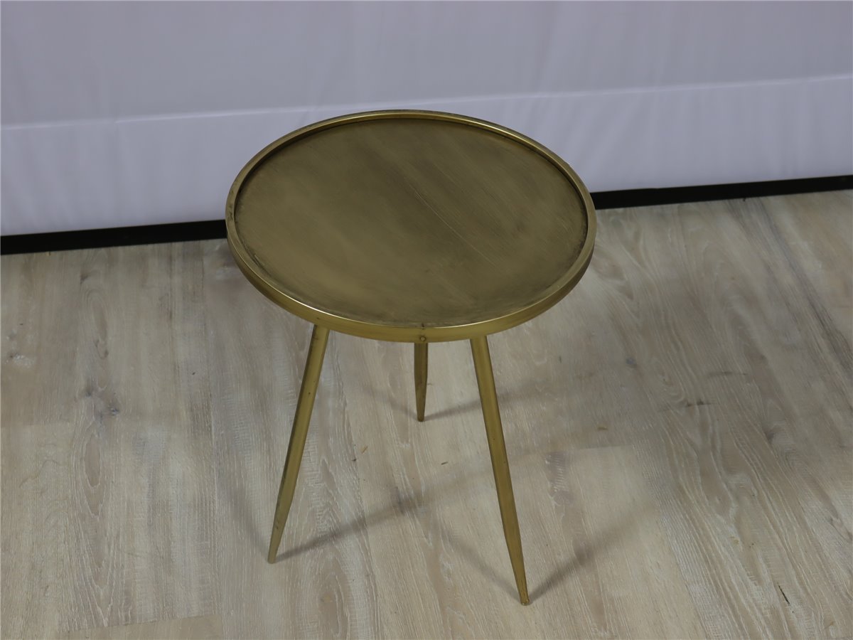 Trends Trade ENVIRA   Beistelltisch 40 cm rund  3 Fuesse  gold   *Mustertisch