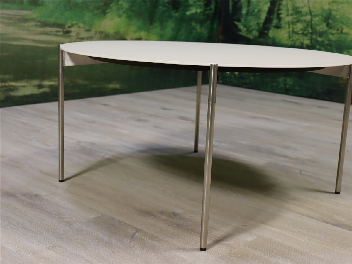 Venjakob  4947 RIO  Diam 82 Couchtisch Edelstahl  Glas Rio optiwhite magnolie  ESG   * Hausmesse