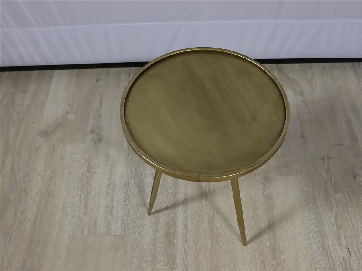 Trends Trade ENVIRA   Beistelltisch 40 cm rund  3 Fuesse  gold   *Mustertisch