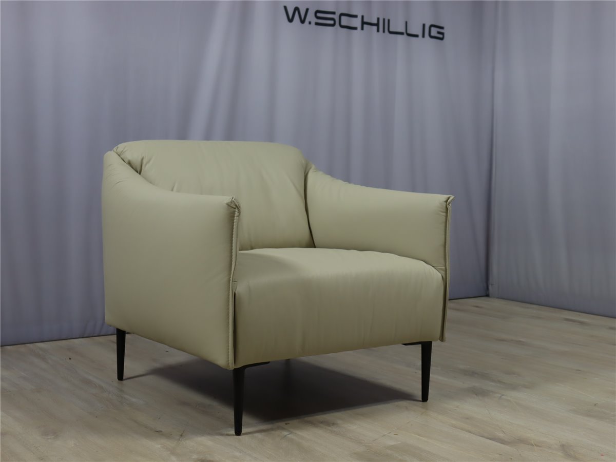 W SCHILLIG 15350 SALLY Sessel  Füsse schwarz Leder Longlife Z59 20 eisgrau  *Kundenstorno