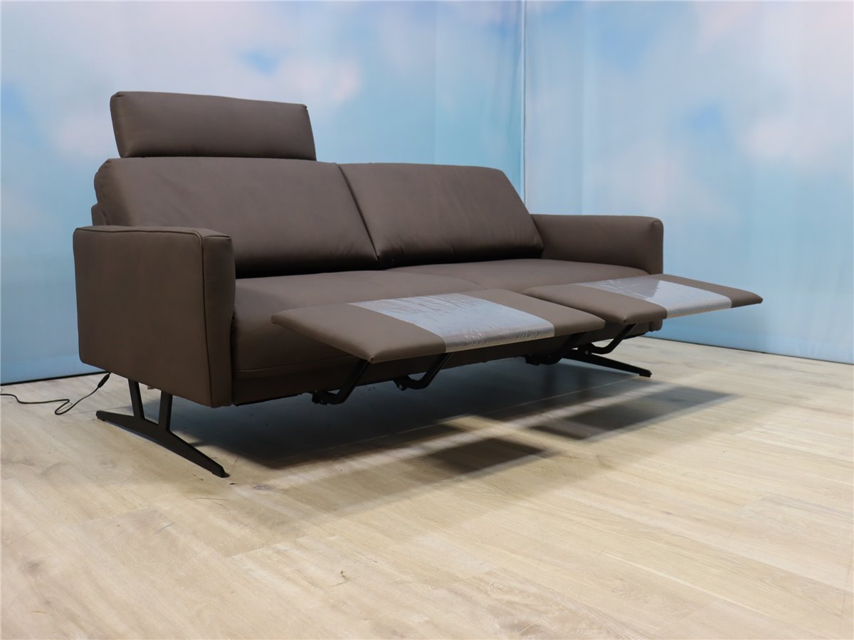 Himolla 1360 NOVA  Sofa 200 cm 2x  elektr Fussst  1 x Kopfstütze Leder 27 Leonessa ebony  *Mustersofa