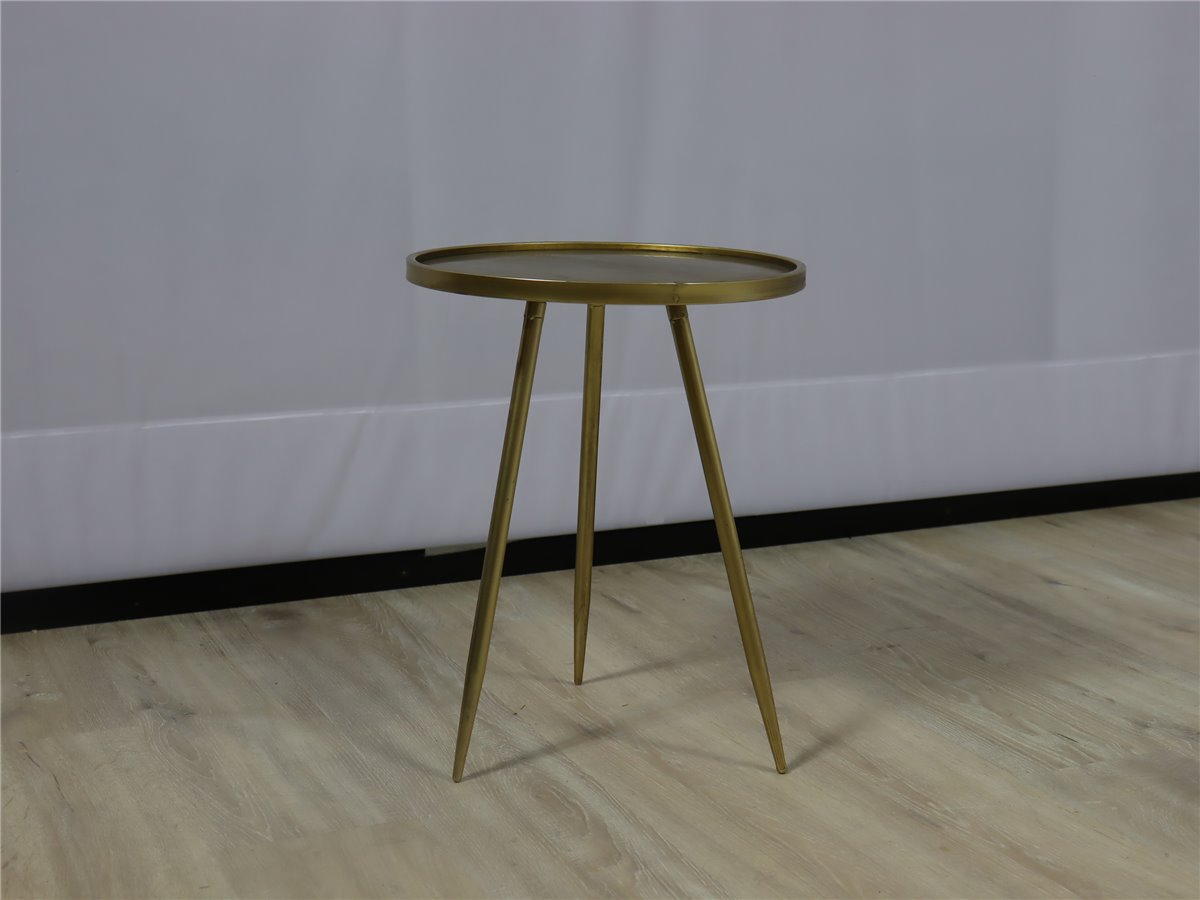 Trends Trade ENVIRA   Beistelltisch 40 cm rund  3 Fuesse  gold   *Mustertisch