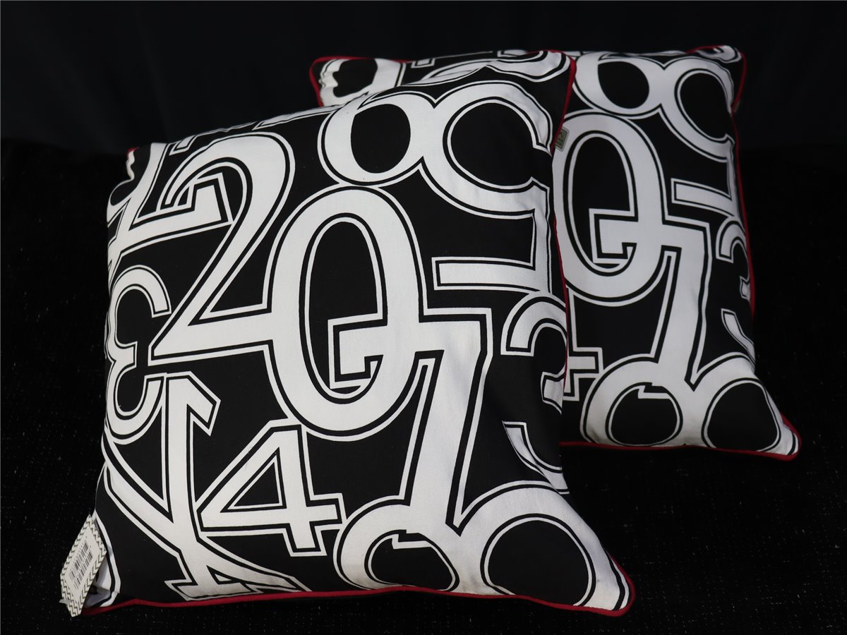 Luigi  NUMBERS-SET   2tlg. Kissenset 50 50 bedruckt   Keder rot   Webstoff schwarz weiss   *Schnäppchen