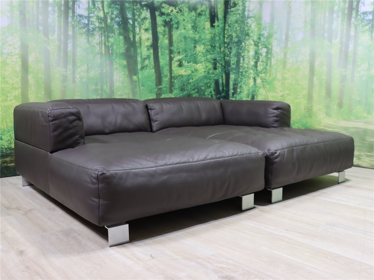 KW LOFT 7490 Longesofa  2tlg echter Lederbezug Bronco 78 dklbraun  *Hausausstellung